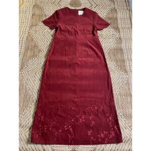 VTG. Country Wear Petite Casuals P/Small Cranberry Short Sleeve Maxi Dress